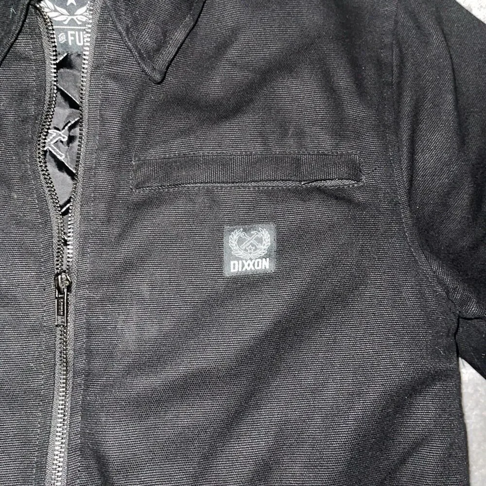 Dixxon Flannel Jacket Men's Size Small Full Zip Quilted‎ Lined Solid Black EUC